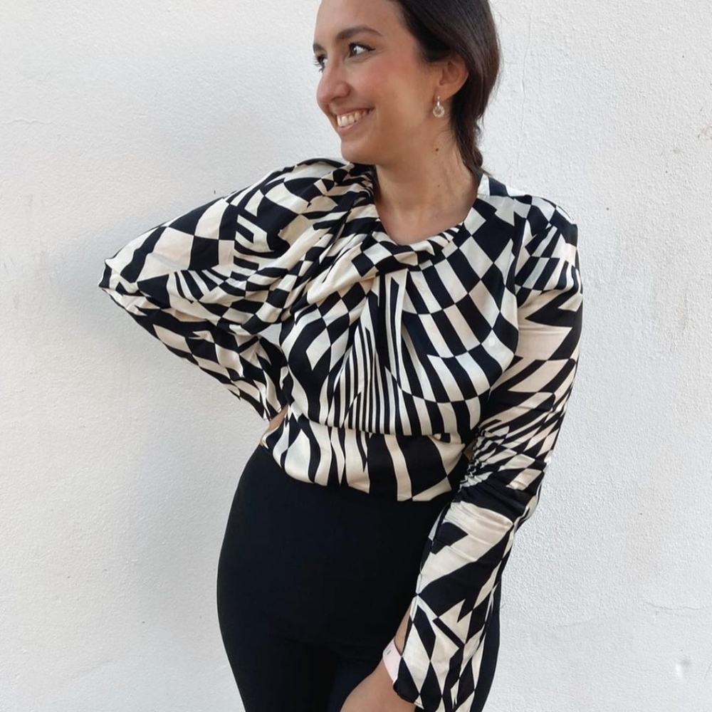 Zara pleated print blouse